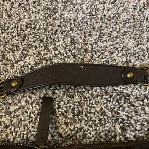 JESSICA SIMPSON Texture Faux Leather BROWN Purple PURSE Brass Strap PURPLE satin - Picture 4 of 12